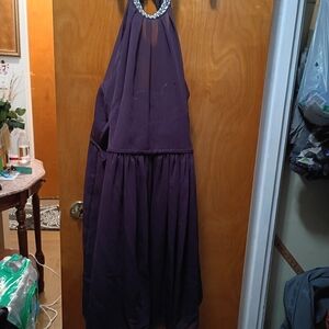 David's Bridal Purple Dress with Beaded Detail